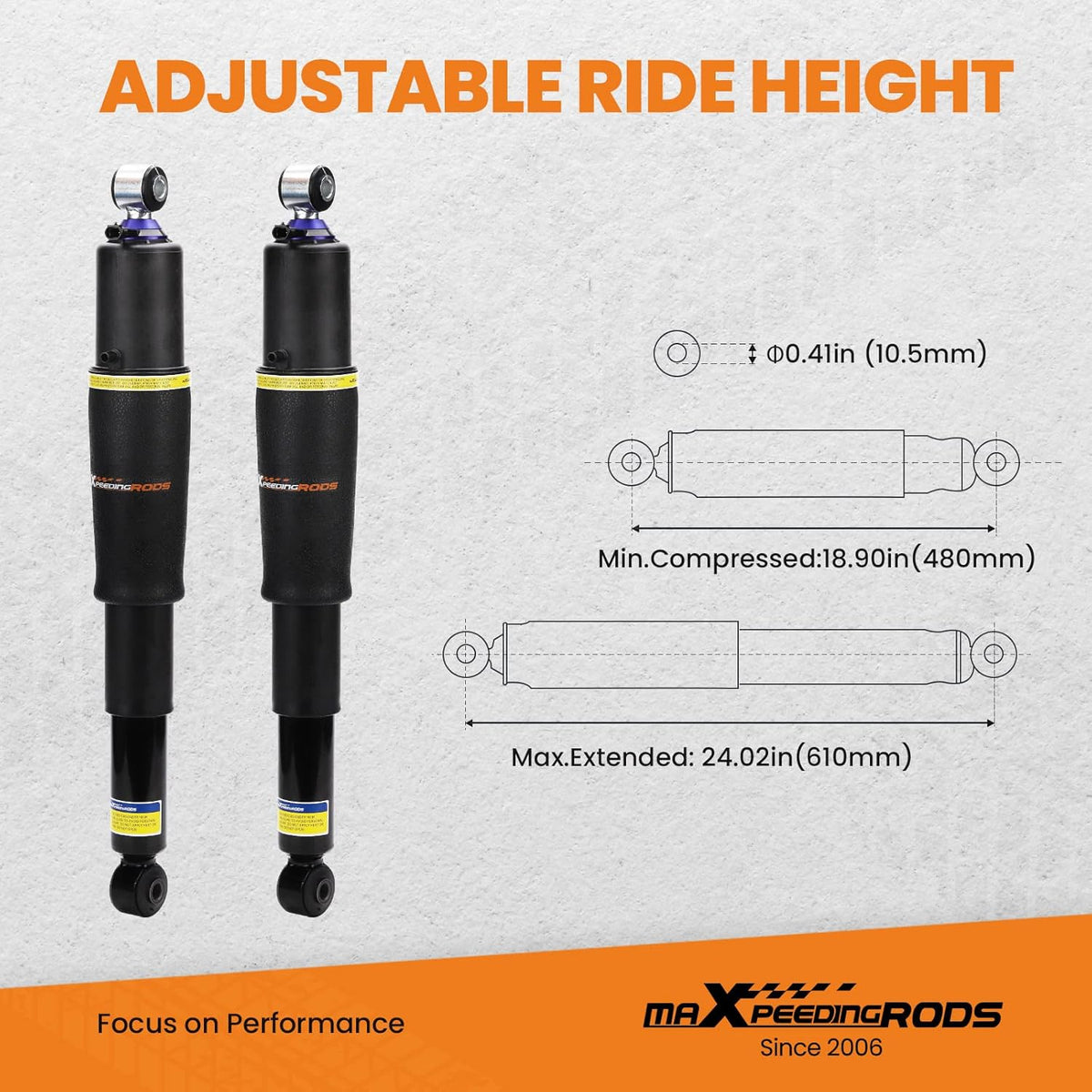 2PCS Rear Air Shocks Suspension Struts F9084