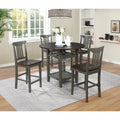 5pc Table Chairs Set Slate Gray Wood Stain Finish T3835