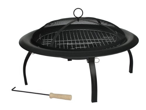 Black 22" Portable Folding Steel Wood Burning Fire Pit with Carrying Bag B721