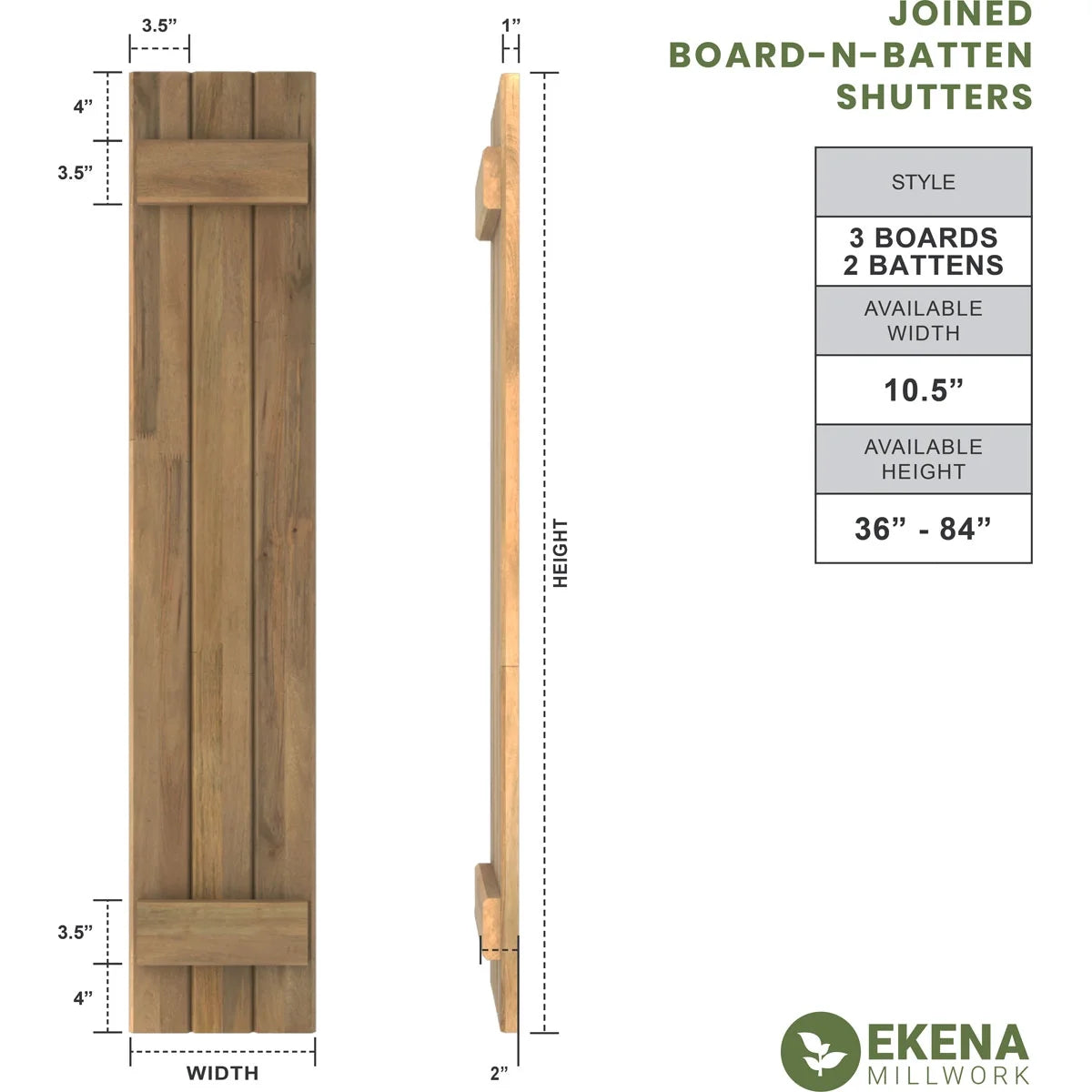 Real Wood Joined Board-n-Batten Shutters F116