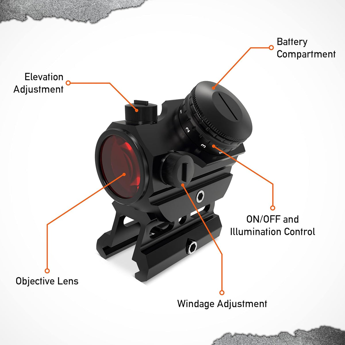 Red Dot Sight with 45 Degree Offset Mount and 1 Inch Riser Mount P6659