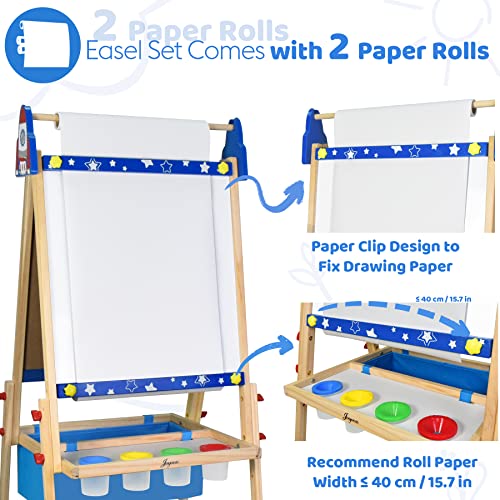 Adjustable Wooden Kids Art Easel with Whiteboard & Chalkboard B476369