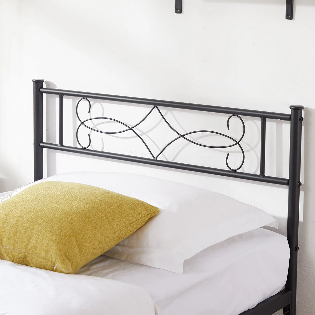 Twin Size Black Metal Platform Bed Frame with Headboard O616