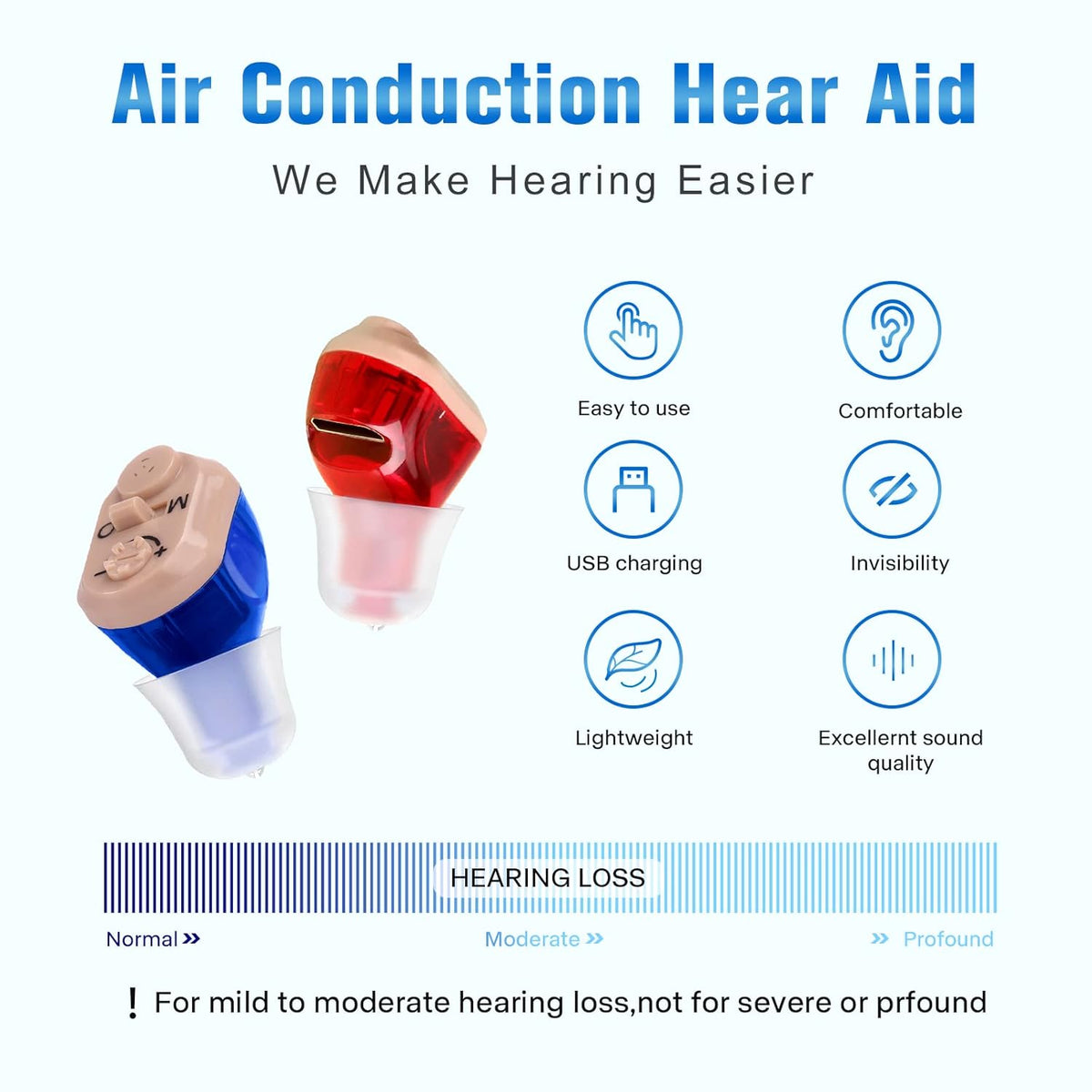Rechargeable Invisible Hearing Aid 2 Pack V418567