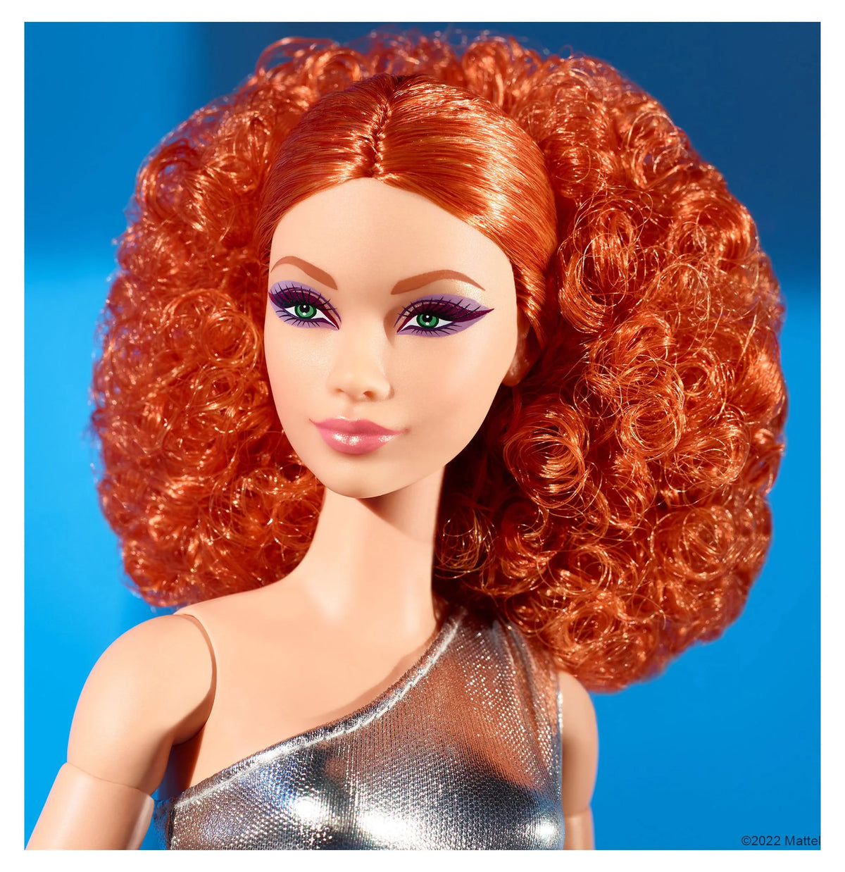 Posable Fashion Doll with Curly Red Hair & Metallic Jumpsuit V93696