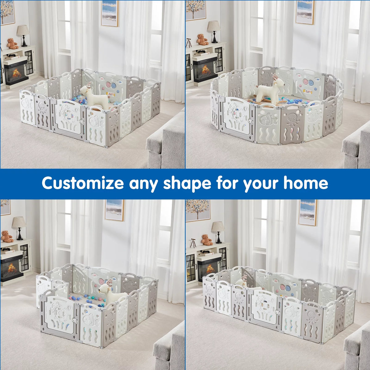 18 Panel Foldable Kids Playpen Safety Lock Gate Y1615