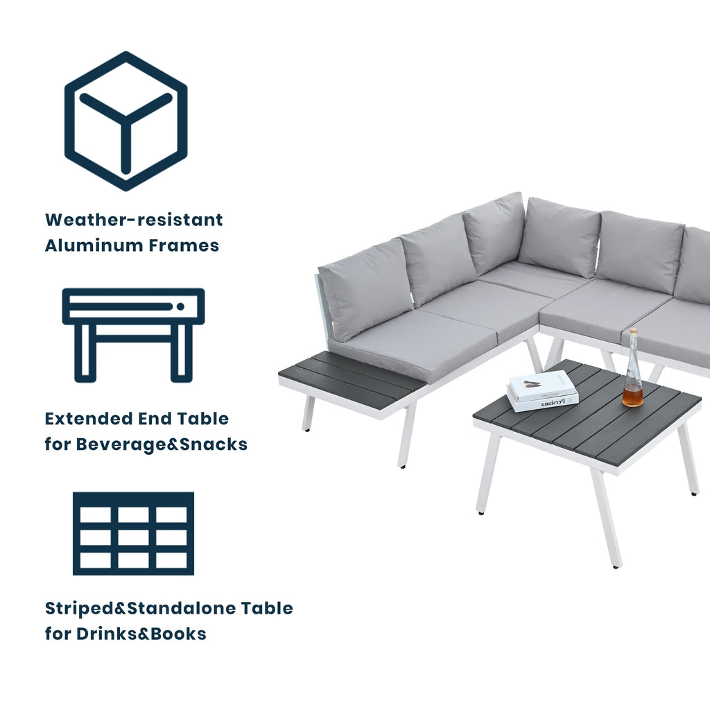 5 Piece Outdoor Patio Furniture Set Grey U924592