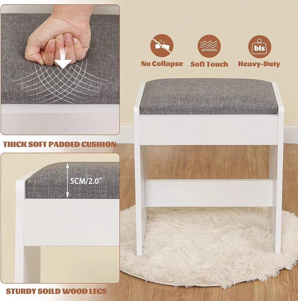 White Vanity Set with Mirror and Stool L4135