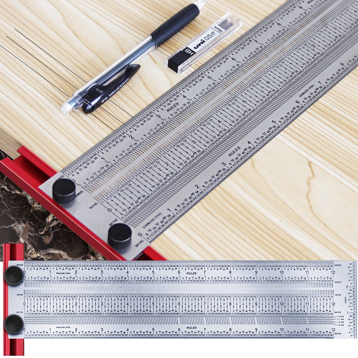 12'' Stainless Steel T-Ruler Pack of 2 D660