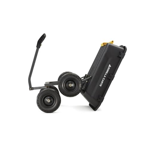 Heavy-Duty Steel Frame Dump Cart with 600 lb Capacity and No-Flat 10-Inch Tires C468