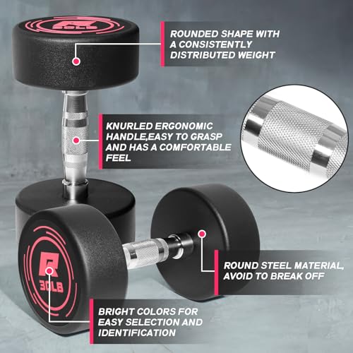 PVC Coated Pink Round Dumbbells Set with Non-Slip Handle O353
