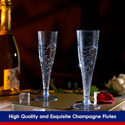 100 Pack 4.5 oz Clear Plastic Champagne Flutes U2478