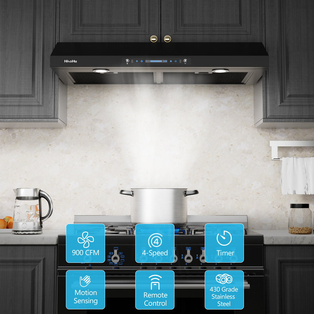 Black Teflon Stainless Steel Under Cabinet Range Hood P457023
