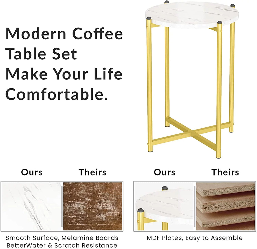 Mid-Century Faux Marble Coffee Table Set of 3 D852737