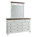 Oak Brown Vanilla White Wood Dresser and Mirror O4580