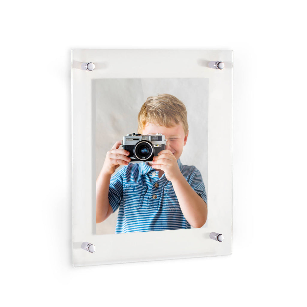 Acrylic Floating Frame for Pictures Up to 9x32 Inches with Polished Chrome Standoff V174983