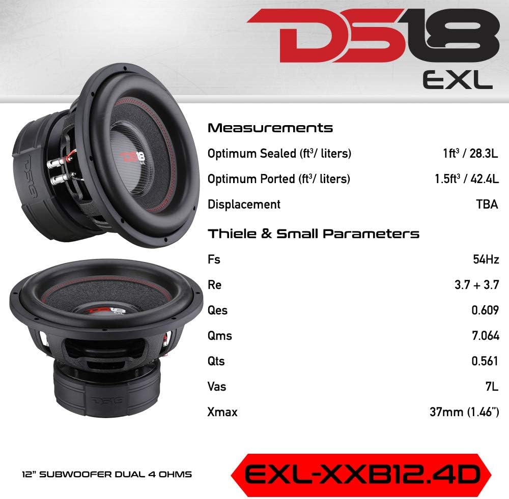 12" High Excursion Car Subwoofer 4000 Watts Dual Voice Coil 4+4 Ohms T525018