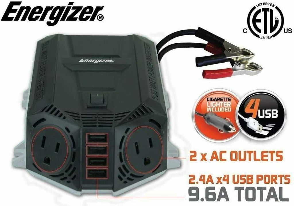 500 Watt Power Inverter, 12V DC to 110V AC, Modified Sine Wave, Pack of 2 H740