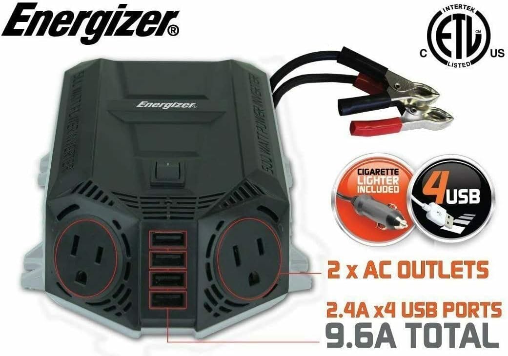 500 Watt Power Inverter, 12V DC to 110V AC, Modified Sine Wave, Pack of 2 H740