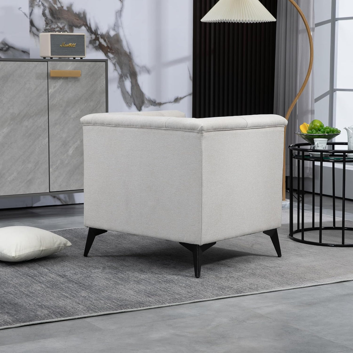 Beige Linen Fabric Accent Arm Chair X19530