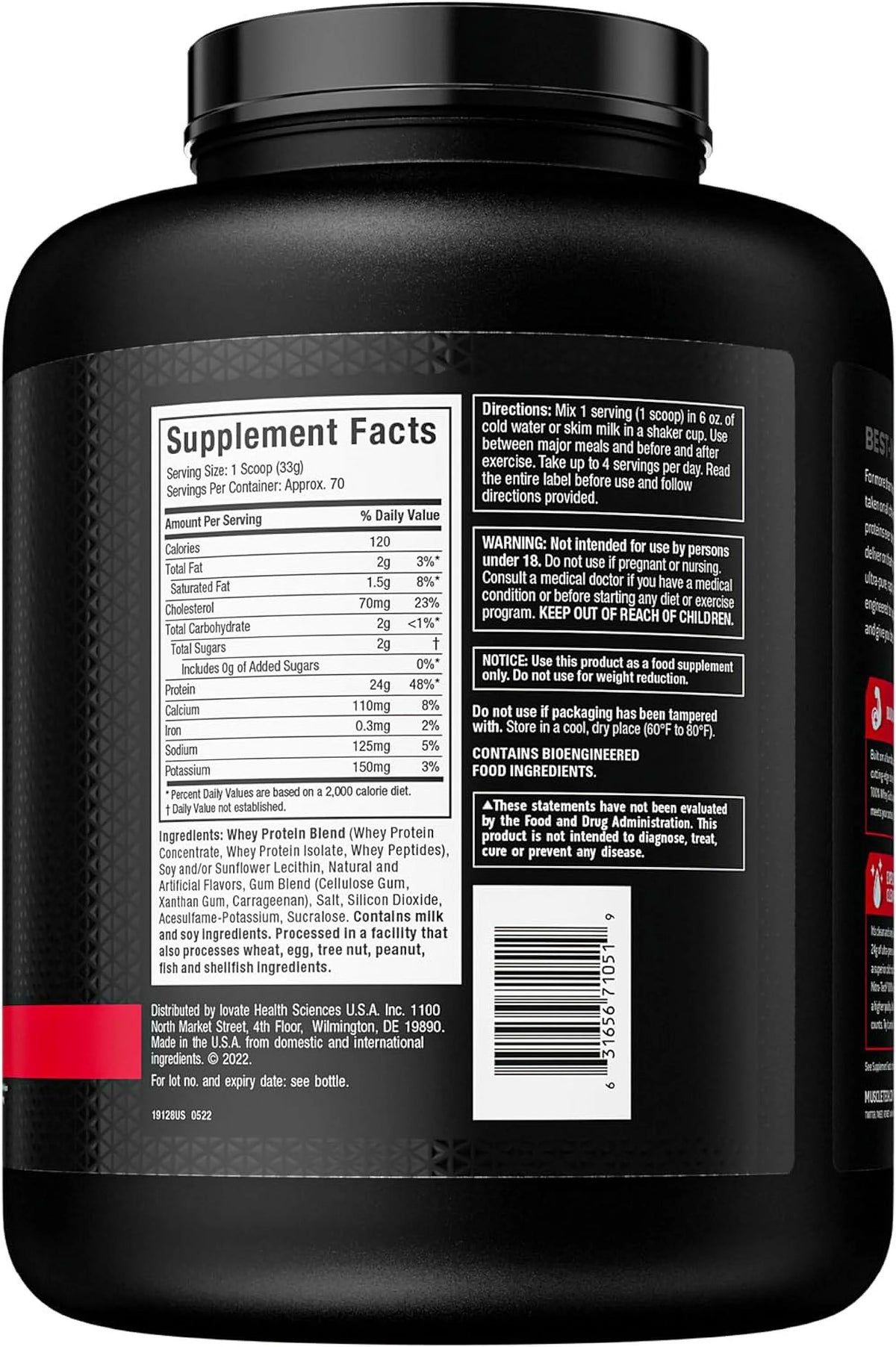 5 lbs Whey Protein Isolate Powder V2746