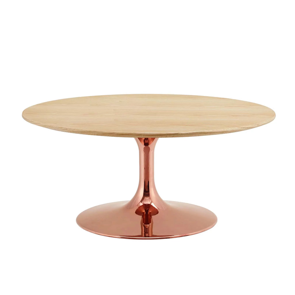 Round Wood Metal Coffee Table W29012