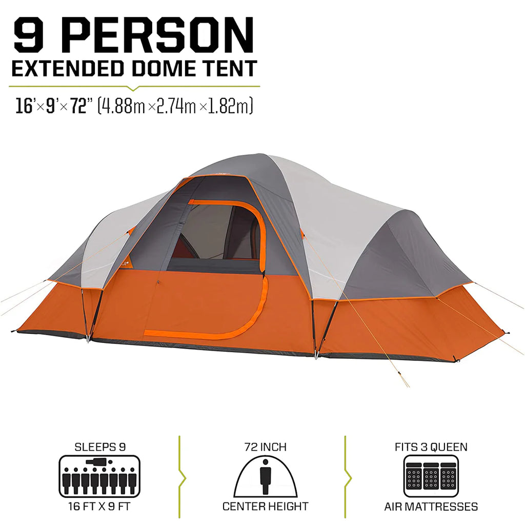 9 Person Waterproof Double Layer Dome Tent X52093