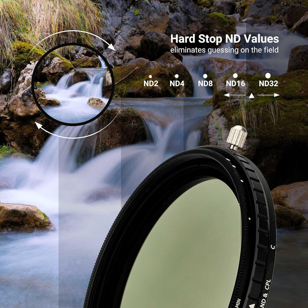 2-in-1 67mm Variable ND Filter & CPL Polarizer Filter with Moistureproof Storage Case and Lens Cap S412901