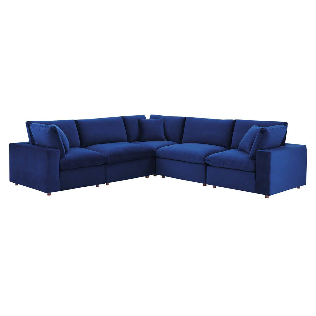 Blue Navy Velvet Sectional Sofa Set J106294