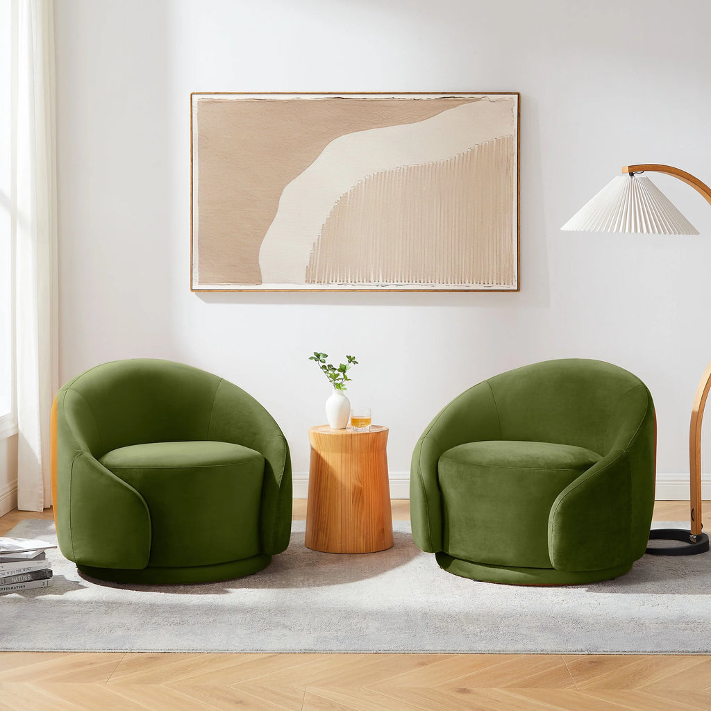 Green Velvet Swivel Barrel Chair U927
