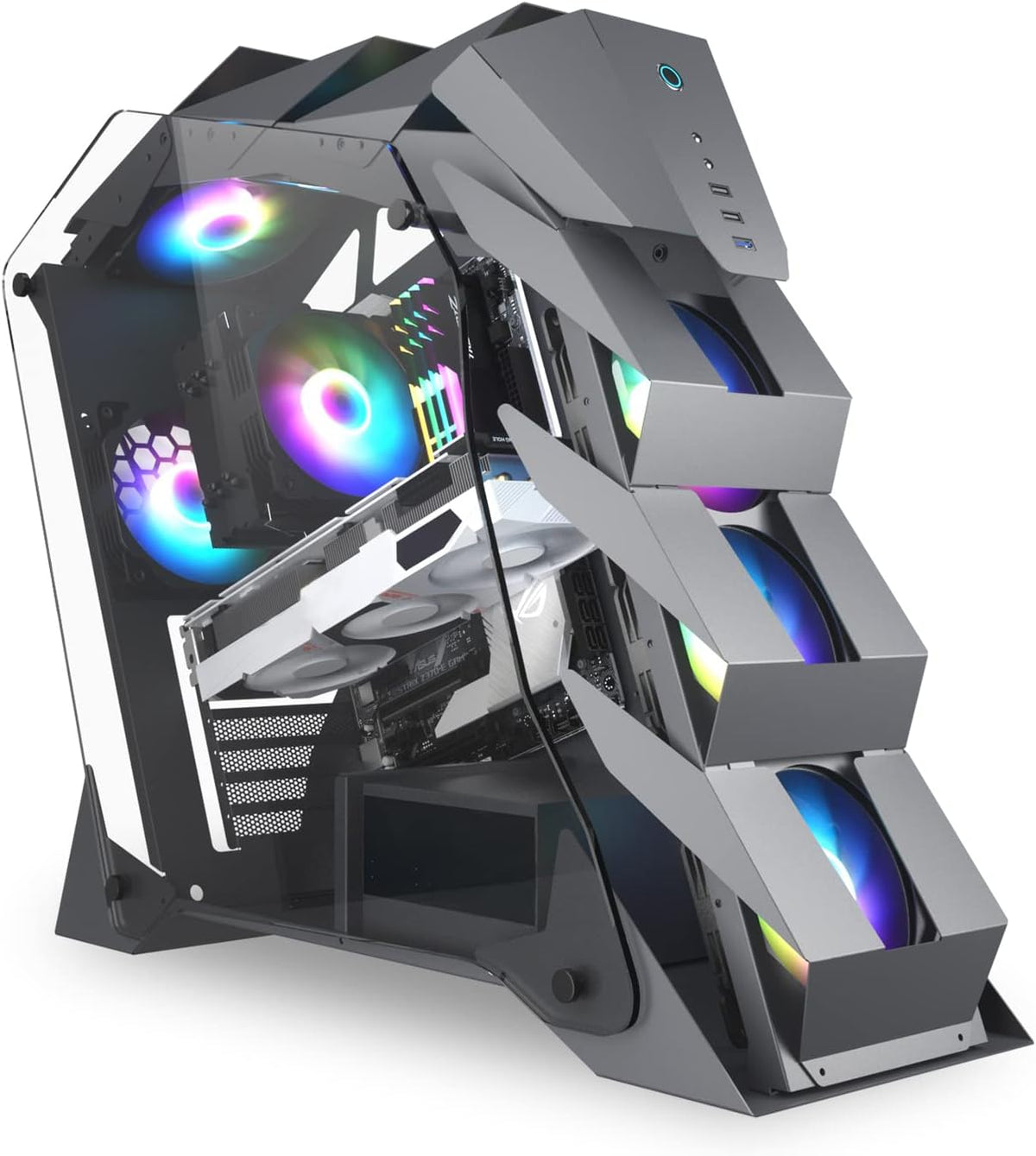 Black M-ATX Mid-Tower PC Gaming Case with 200mm RGB Fan U2539