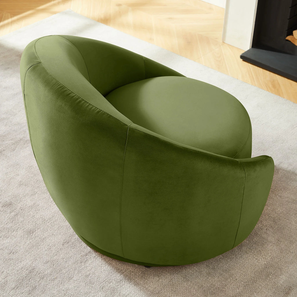 Green Velvet Swivel Barrel Chair U927