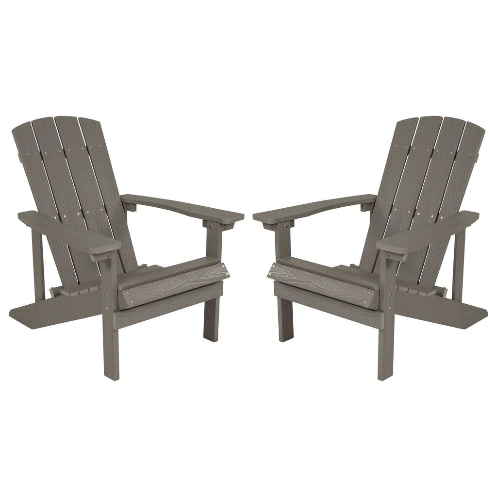 Set of 2 Gray All-Weather Poly Resin Adirondack Chairs O258237