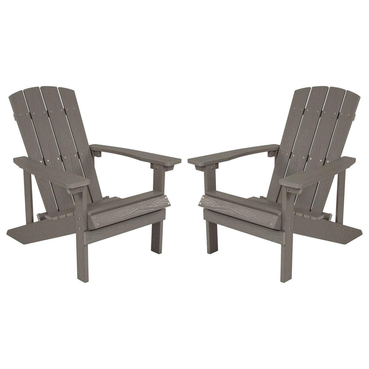 Set of 2 Gray All-Weather Poly Resin Adirondack Chairs O258237