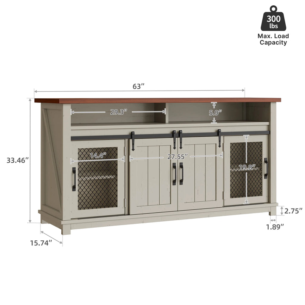 Antique White 63" Sideboard Buffet Cabinet K20550
