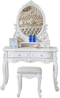 Solid Carved Dressing Vanity Table with Stool D675