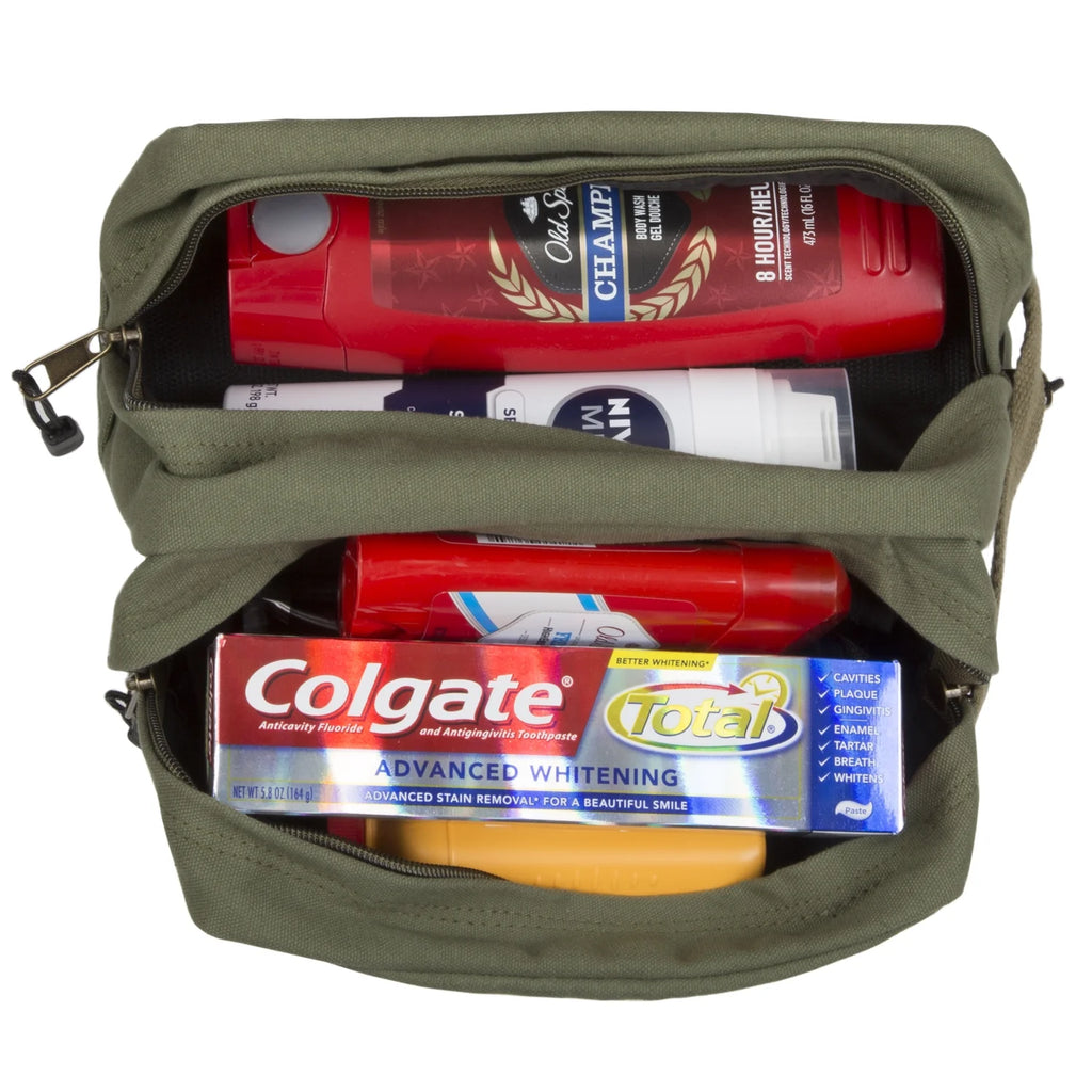 Olive Canvas Travel Toiletry Dopp Kit Bag E487438
