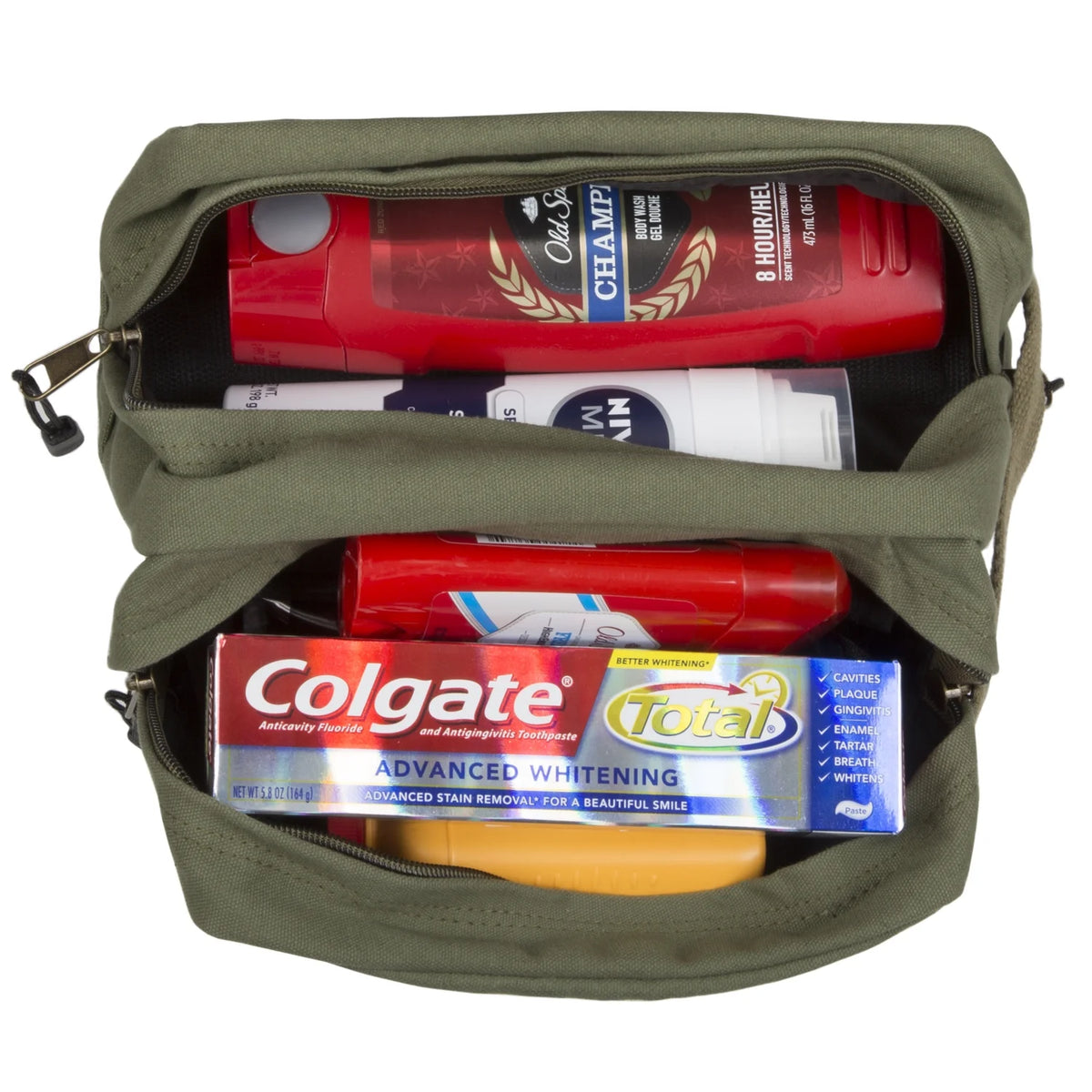 Olive Canvas Travel Toiletry Dopp Kit Bag E487438