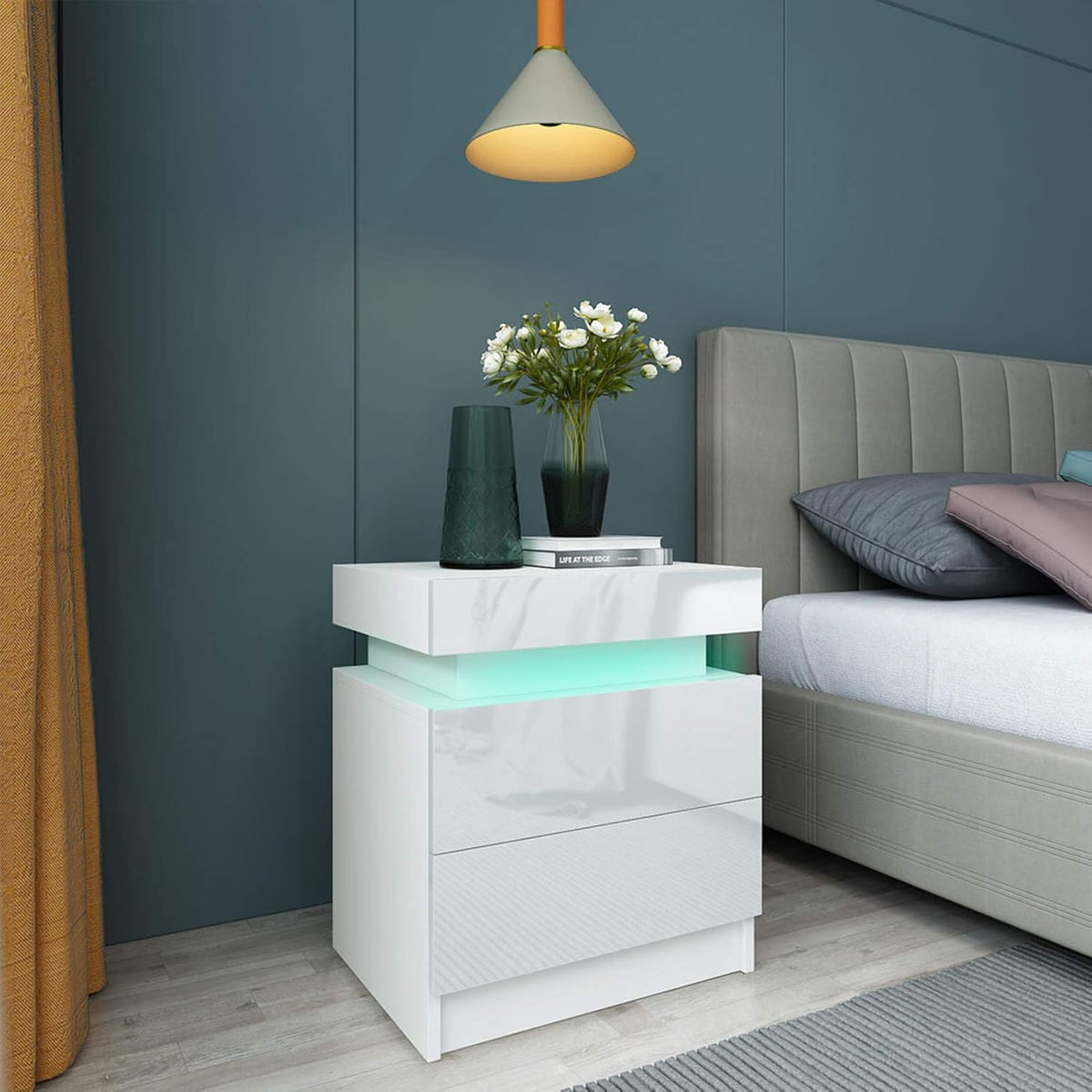 White 2 Drawer Bedside Table R846