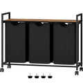 3 Pull Out Removable Laundry Sorter Bags Rolling Laundry Hamper with Wheels T756632