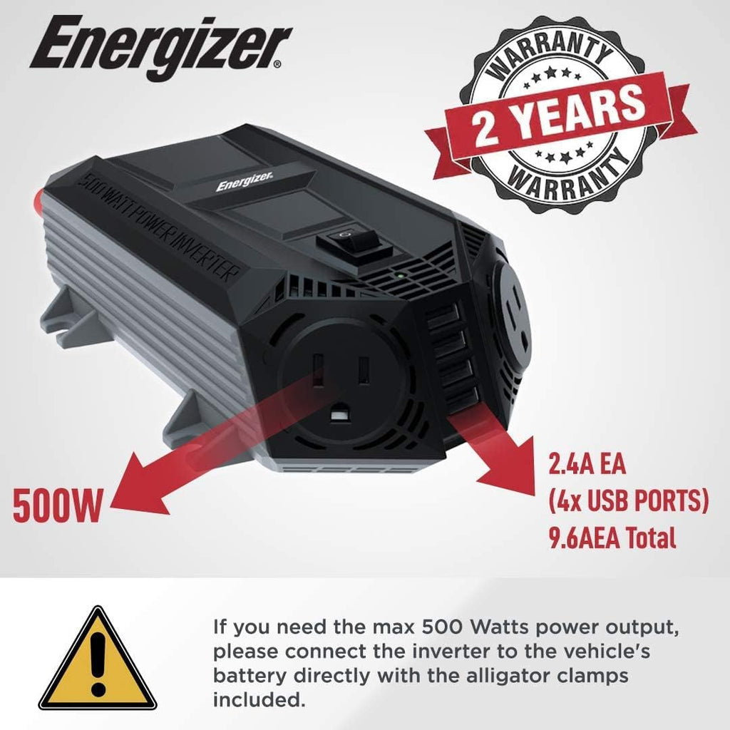 500 Watt Power Inverter, 12V DC to 110V AC, Modified Sine Wave, Pack of 2 H740