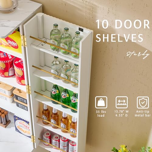 72" Dark Grey Wood Pantry Cabinet with 10 Door Shelves & 2 Drawers K7288