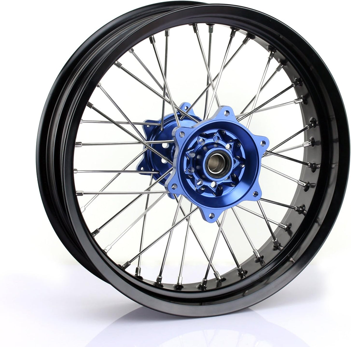 17" X 4.25" Supermoto Rear Complete Wheel Set Rim Spokes Blue Hub L921