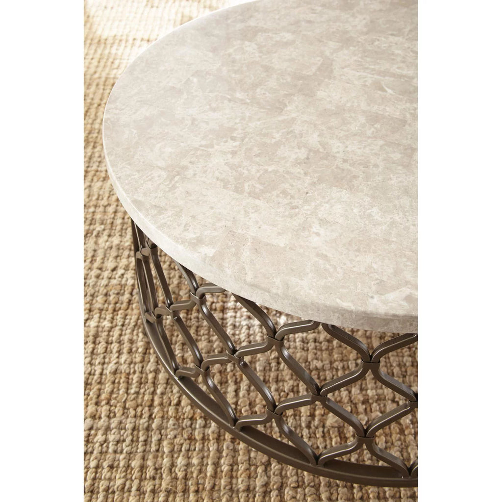 Round Metal Base Coffee Table with White Stone Top B280