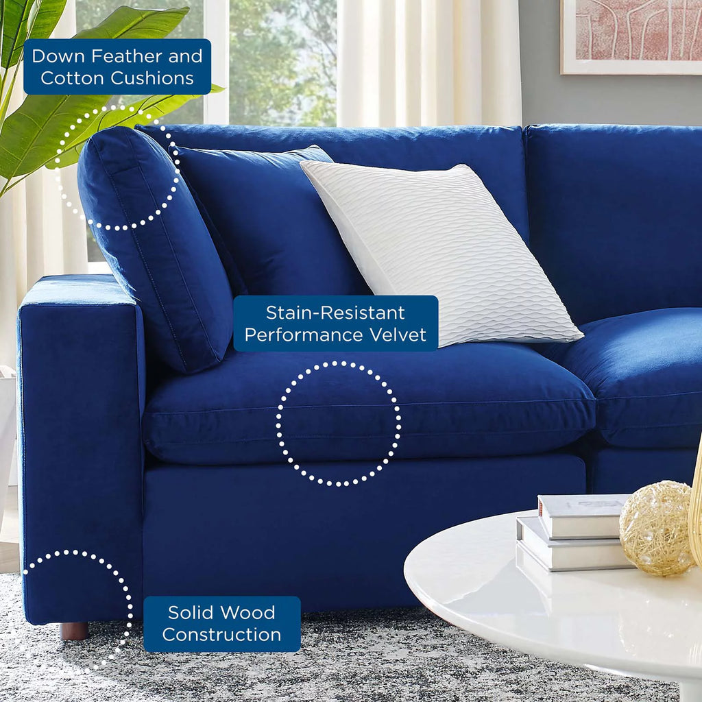 Blue Navy Velvet Sectional Sofa Set J106294