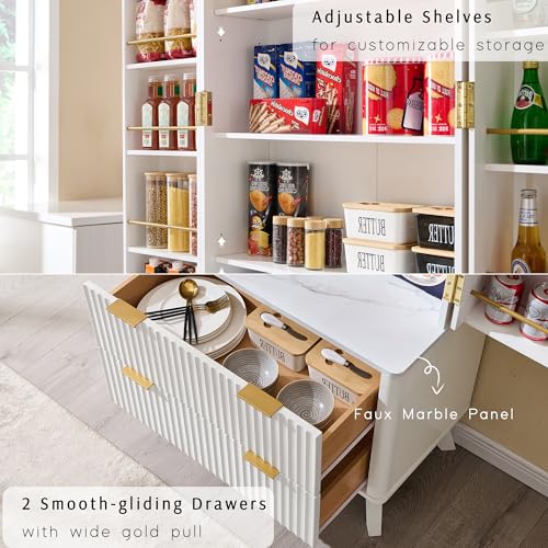 72" Dark Grey Wood Pantry Cabinet with 10 Door Shelves & 2 Drawers K7288
