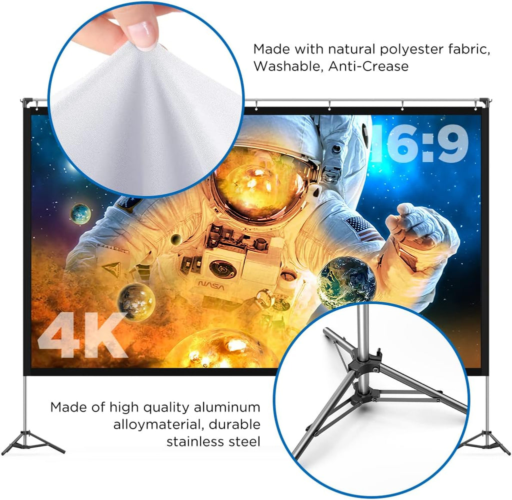 120 inch Portable Projector Screen with Stand and Carry Bag B996