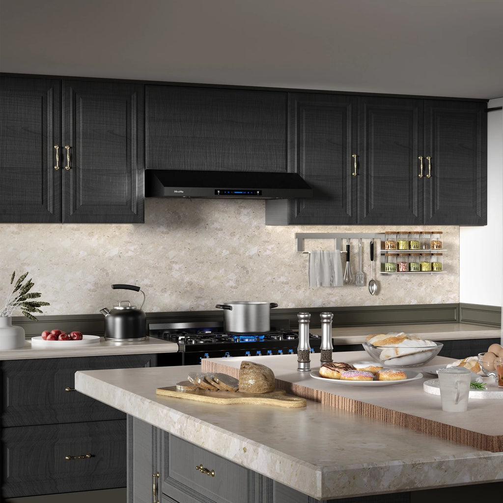 Black Teflon Stainless Steel Under Cabinet Range Hood P457023