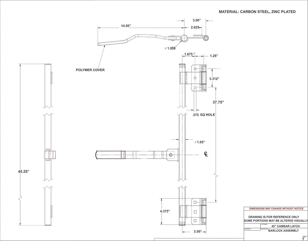 Zinc Cargo Trailer Door CamBar Latch Hinge & Mounting Hardware S558407
