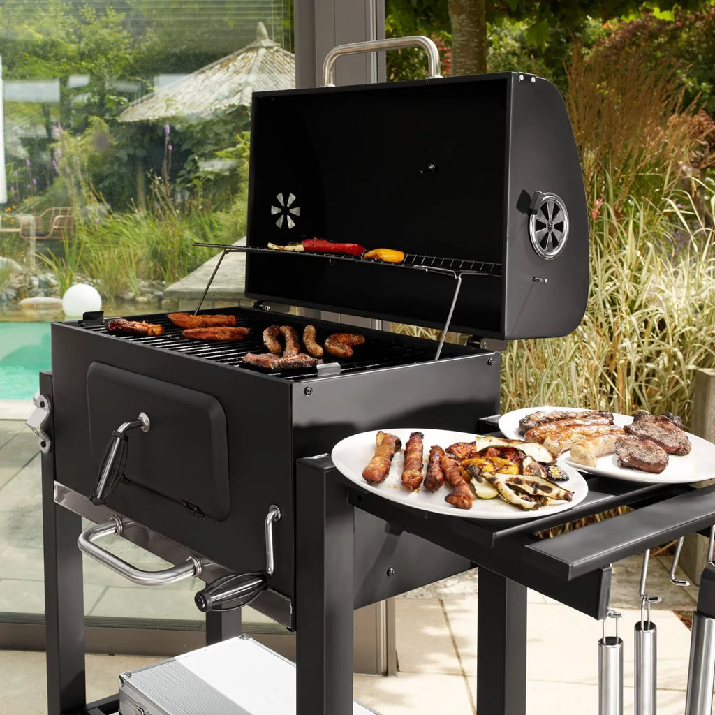24-inch Charcoal BBQ Grill with 2 Folding Side Shelves K79331